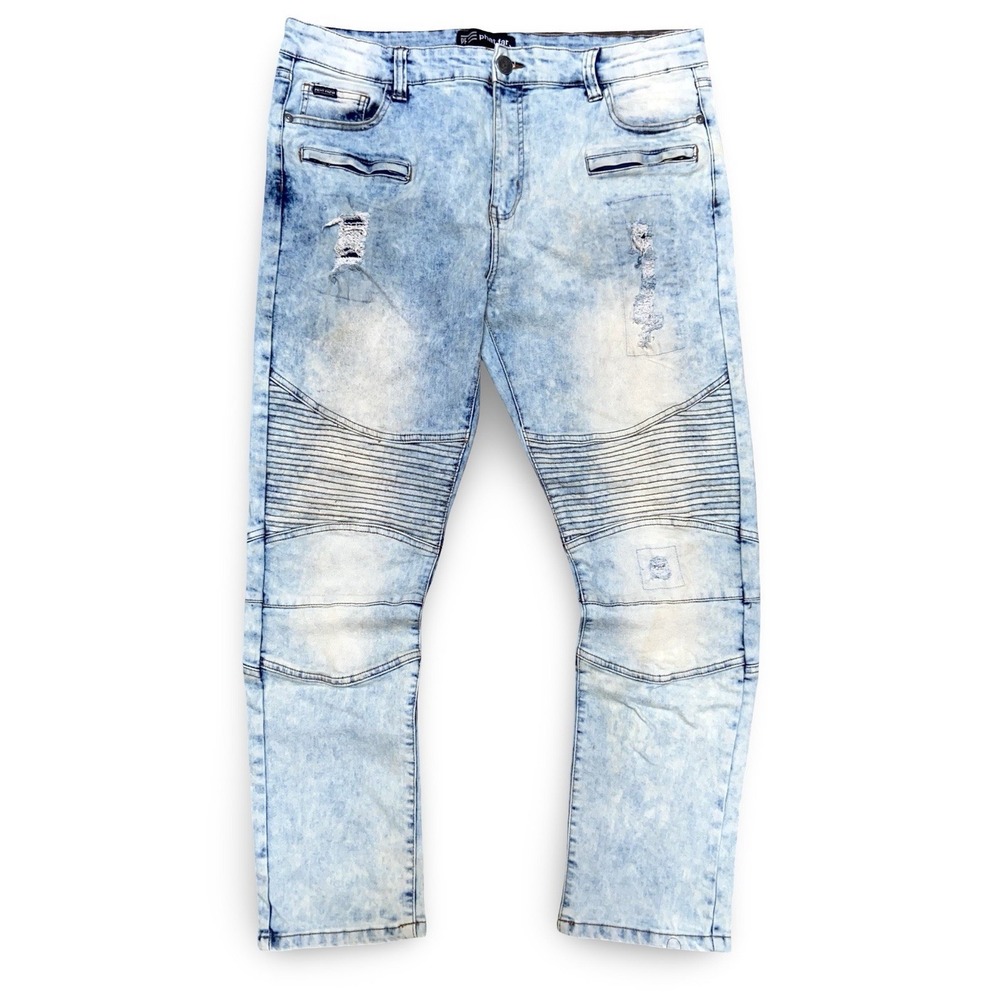 Phat Farm Skinny Jeans Men's 38x30 Light Wash Distressed Stretch Denim